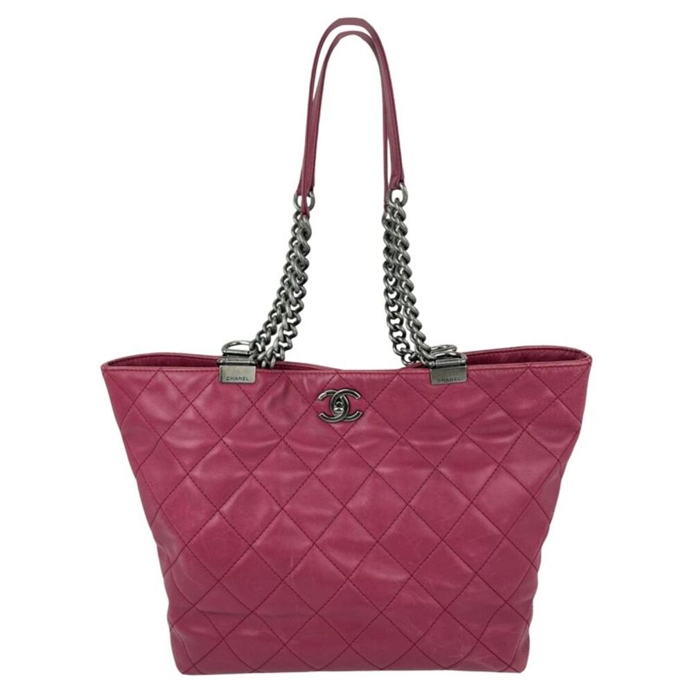 Chanel Shopping in Chains Quilted Leather Burgundy Tote Bag